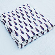 White Hand Block Print Natural Cotton Fabric Sewing Material